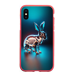 Чехол iPhone XS Max матовый Прозрачный стеклянный кролик, цвет: 3D-красный