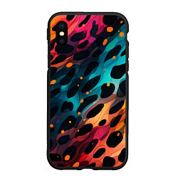 Чехол iPhone XS Max матовый Разноцветный леопардовый паттерн, цвет: 3D-черный