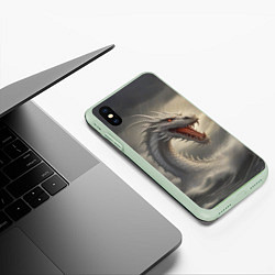 Чехол iPhone XS Max матовый Дракон в воде, цвет: 3D-салатовый — фото 2