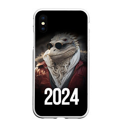 Чехол iPhone XS Max матовый 2024 реалистичный дракон, цвет: 3D-белый