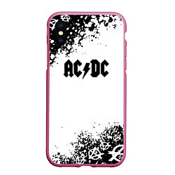 Чехол iPhone XS Max матовый AC DC anarchy rock, цвет: 3D-малиновый