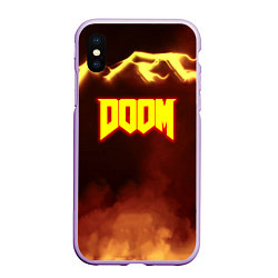 Чехол iPhone XS Max матовый Doom storm огненное лого, цвет: 3D-сиреневый