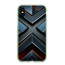 Чехол iPhone XS Max матовый Темная объемная геометрия, цвет: 3D-салатовый