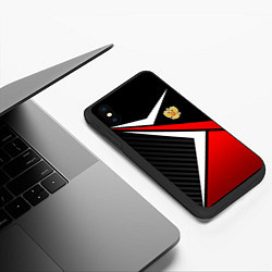 Чехол iPhone XS Max матовый Russia - black and red, цвет: 3D-черный — фото 2