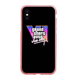 Чехол iPhone XS Max матовый Gta 6 vice city logo, цвет: 3D-баблгам