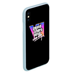 Чехол iPhone XS Max матовый Gta 6 vice city logo, цвет: 3D-голубой — фото 2