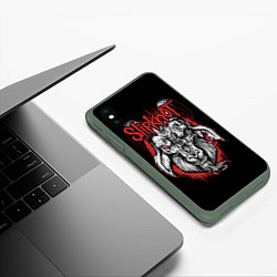 Чехол iPhone XS Max матовый Slipknot - козёл, цвет: 3D-темно-зеленый — фото 2
