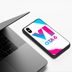 Чехол iPhone XS Max матовый GTA 6 neon gradient style, цвет: 3D-черный — фото 2