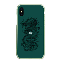 Чехол iPhone XS Max матовый Chinese dragon - 2024, цвет: 3D-салатовый