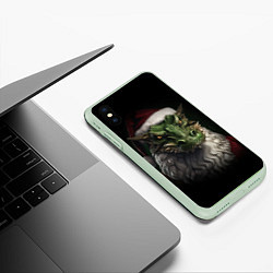 Чехол iPhone XS Max матовый Санта дракон 2024, цвет: 3D-салатовый — фото 2