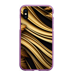 Чехол iPhone XS Max матовый Золотая объемная абстракция, цвет: 3D-фиолетовый