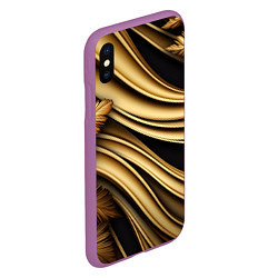 Чехол iPhone XS Max матовый Золотая объемная абстракция, цвет: 3D-фиолетовый — фото 2