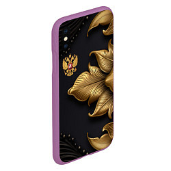Чехол iPhone XS Max матовый Золотой герб России, цвет: 3D-фиолетовый — фото 2