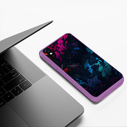 Чехол iPhone XS Max матовый Темная цветная абстракция пятнами, цвет: 3D-фиолетовый — фото 2