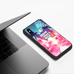 Чехол iPhone XS Max матовый Gta 6 logo vice city style, цвет: 3D-черный — фото 2