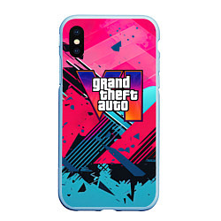 Чехол iPhone XS Max матовый Gta 6 abstract logo style, цвет: 3D-голубой