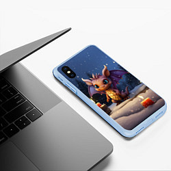 Чехол iPhone XS Max матовый Дракон магистр сказочной ночи, цвет: 3D-голубой — фото 2