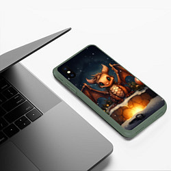 Чехол iPhone XS Max матовый Снежный волшебник дракон, цвет: 3D-темно-зеленый — фото 2