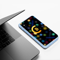 Чехол iPhone XS Max матовый Bitcoin logo criptomoney, цвет: 3D-голубой — фото 2