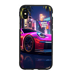 Чехол iPhone XS Max матовый GTA 6 auto, цвет: 3D-черный