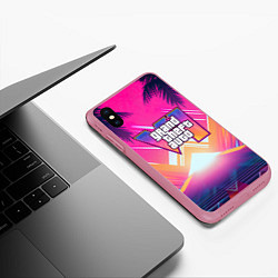 Чехол iPhone XS Max матовый GTA6 hot summer Vaporwave, цвет: 3D-малиновый — фото 2