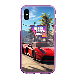 Чехол iPhone XS Max матовый GTA 6 red auto, цвет: 3D-фиолетовый