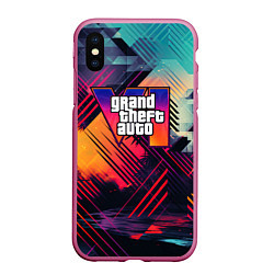 Чехол iPhone XS Max матовый GTA 6 аbstract logo, цвет: 3D-малиновый