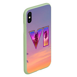 Чехол iPhone XS Max матовый GTA 6 Palms, цвет: 3D-салатовый — фото 2