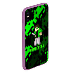 Чехол iPhone XS Max матовый Minecraft персонаж из игры, цвет: 3D-фиолетовый — фото 2