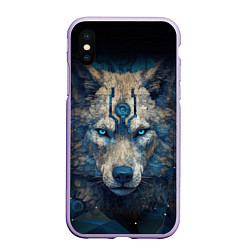 Чехол iPhone XS Max матовый Fantasy wolf, цвет: 3D-светло-сиреневый