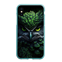 Чехол iPhone XS Max матовый Зеленая фэнтази сова, цвет: 3D-мятный