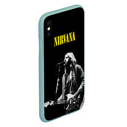 Чехол iPhone XS Max матовый Группа Nirvana Курт Кобейн, цвет: 3D-мятный — фото 2