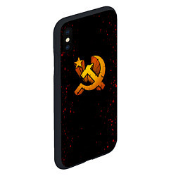 Чехол iPhone XS Max матовый Серп и молот СССР краски, цвет: 3D-черный — фото 2