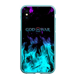 Чехол iPhone XS Max матовый God of war неоновый шторм, цвет: 3D-мятный