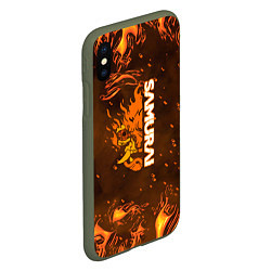 Чехол iPhone XS Max матовый Samurai огненное лого, цвет: 3D-темно-зеленый — фото 2