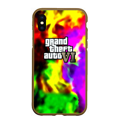 Чехол iPhone XS Max матовый Gta6 неоновый огонь вайстити, цвет: 3D-коричневый