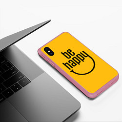 Чехол iPhone XS Max матовый Smile - be happy, цвет: 3D-малиновый — фото 2