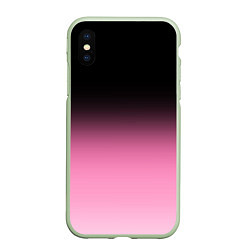 Чехол iPhone XS Max матовый Черно-розовый градиент, цвет: 3D-салатовый