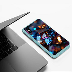 Чехол iPhone XS Max матовый Разноцветные стекла, цвет: 3D-мятный — фото 2