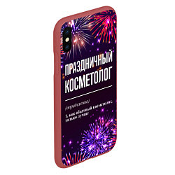 Чехол iPhone XS Max матовый Праздничный косметолог: фейерверк, цвет: 3D-красный — фото 2