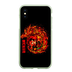 Чехол iPhone XS Max матовый Танджиро в огне