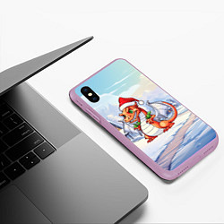 Чехол iPhone XS Max матовый Дракон рождество 2024, цвет: 3D-сиреневый — фото 2