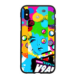 Чехол iPhone XS Max матовый Girls face - pop art, цвет: 3D-черный