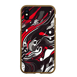 Чехол iPhone XS Max матовый Красно-белые волны