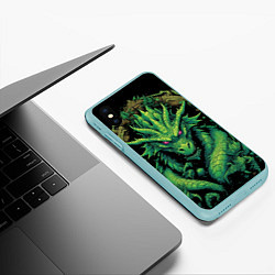 Чехол iPhone XS Max матовый Зеленый яркий неоновый дракон, цвет: 3D-мятный — фото 2