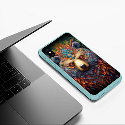 Чехол iPhone XS Max матовый Медведь фентези, цвет: 3D-мятный — фото 2