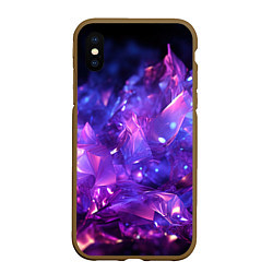 Чехол iPhone XS Max матовый Синяя фиолетовая прозрачная абстракция, цвет: 3D-коричневый