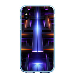 Чехол iPhone XS Max матовый Объемная неоновая конструкция, цвет: 3D-голубой