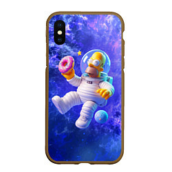 Чехол iPhone XS Max матовый Homer Simpson is a brave astronaut, цвет: 3D-коричневый