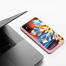 Чехол iPhone XS Max матовый Реалистичная снежинка на теплом фоне, цвет: 3D-баблгам — фото 2